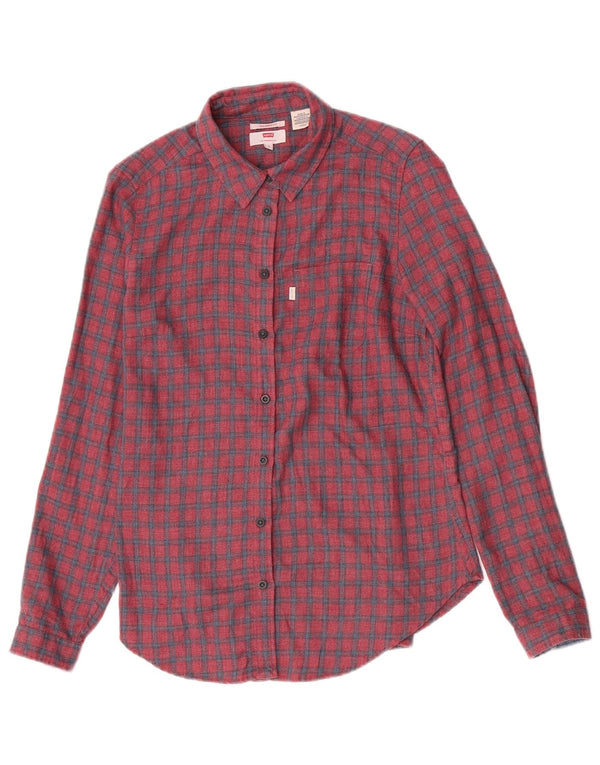 Cămașă de flanel pentru femei Levi's Tailored Fit UK 10 Small Red Check