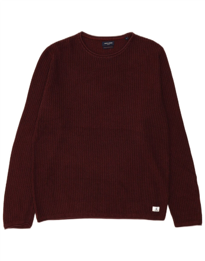 Pulover Jack & Jones pentru bărbați, cu gât roșu, mare, burgundă