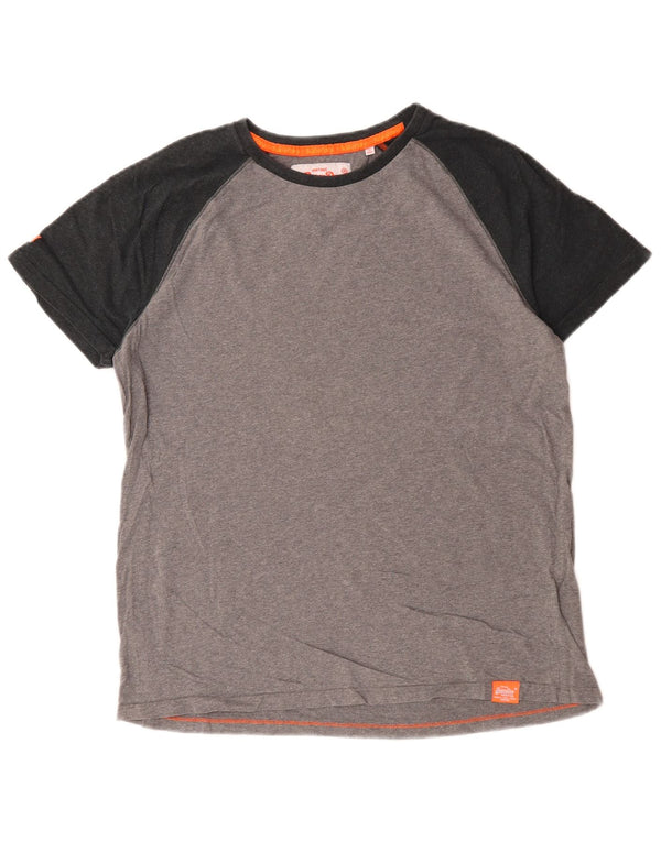 Tricou Superdry pentru bărbați Top 2XL, gri, bumbac color bloc
