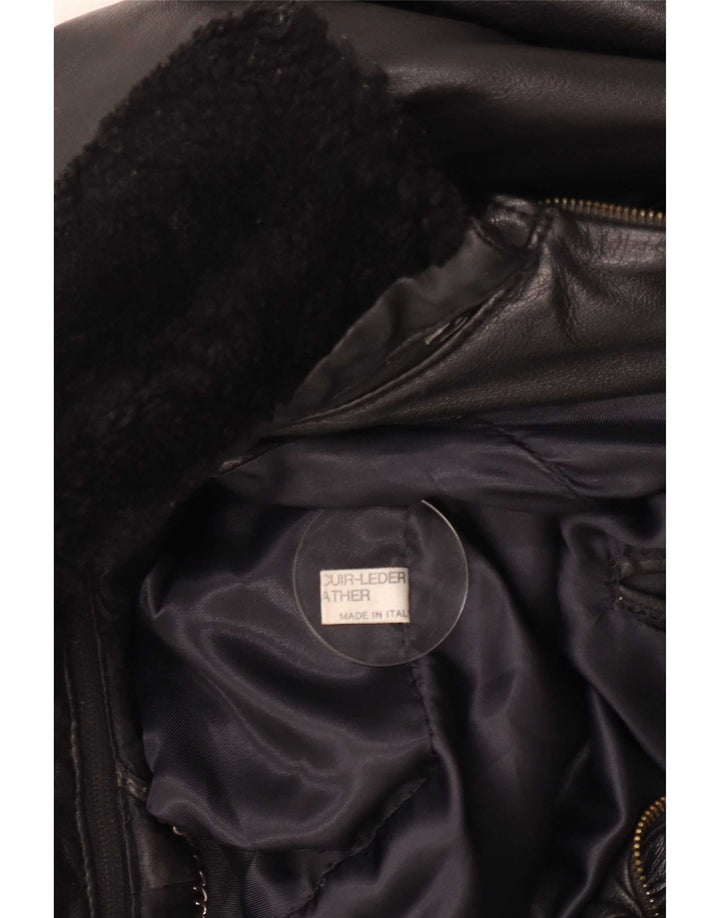 Geacă de piele vintage pentru bărbați IT 52 XL neagră