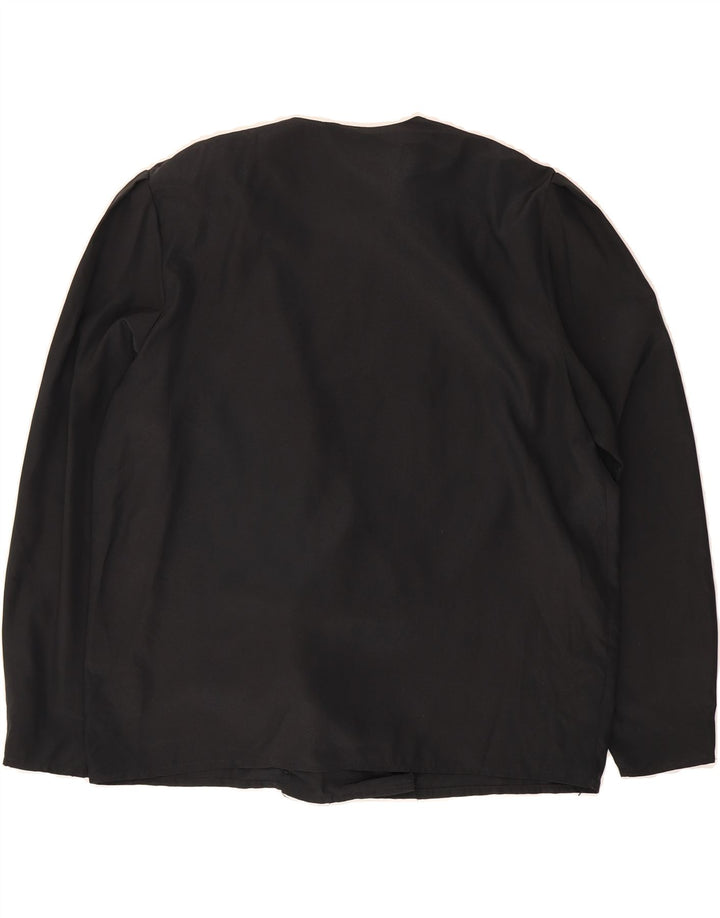 VINTAGE Womens 4 Button Blazer Jacket UK 16 Large Black Striped Polyester Vintage Vintage and Second-Hand Vintage from Messina Hembry 