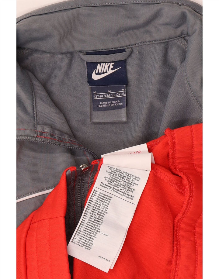 Nike Boys Tracksuit Top Jacket 10-11 Years Grey Colourblock Polyester