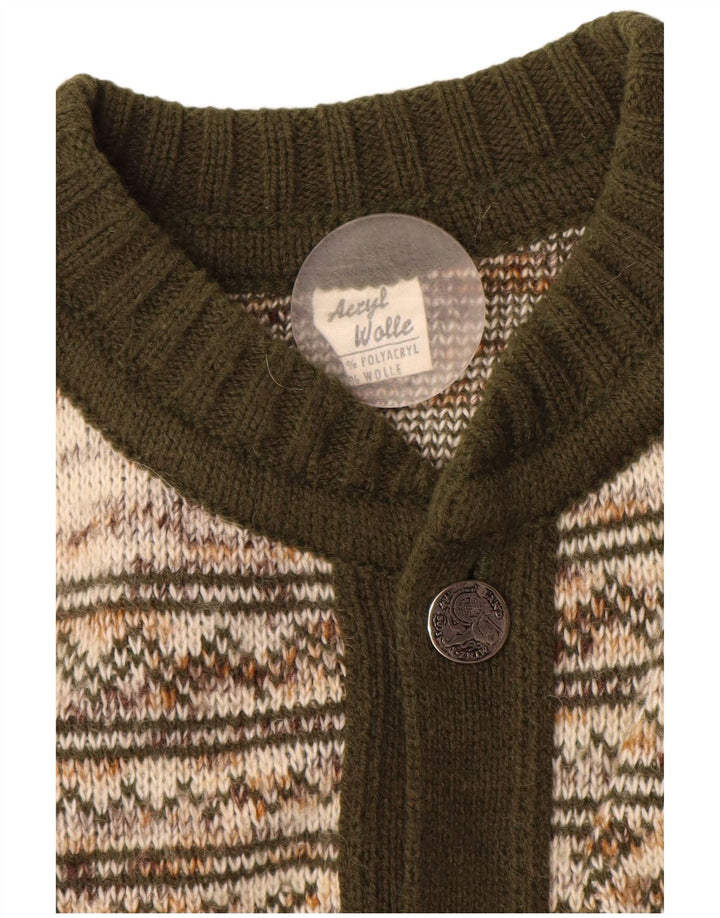 Cardigan vintage pentru bărbați, verde mediu, acrilic Fair Isle