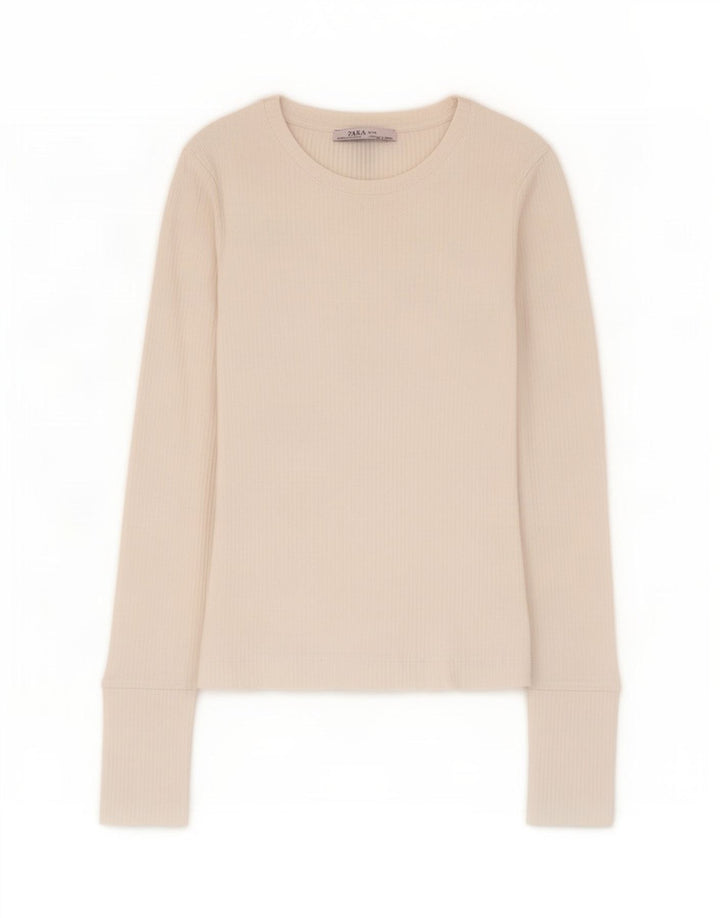 Crop Top pentru femei Zara cu mânecă lungă UK 8 Mic Alb