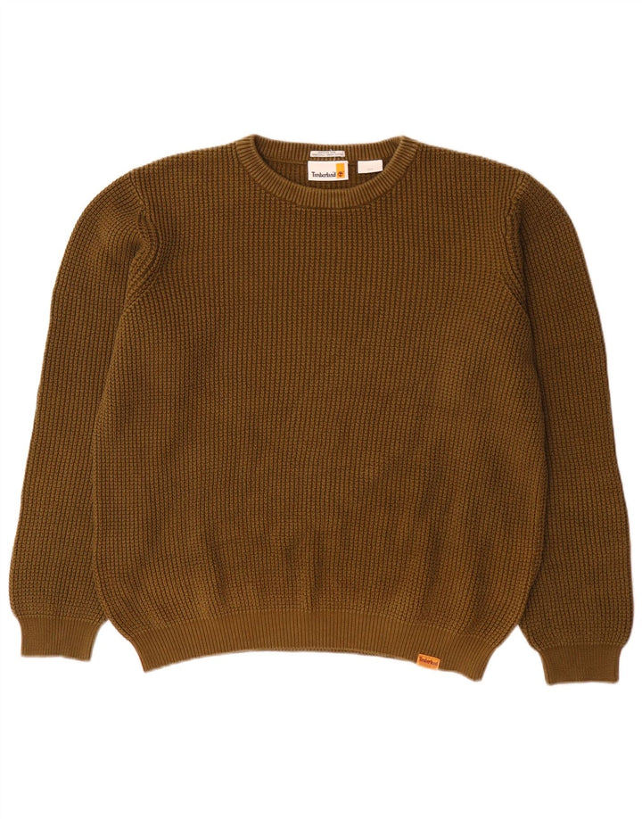 Pulover Timberland pentru bărbați, cu gât crew, bumbac mare kaki