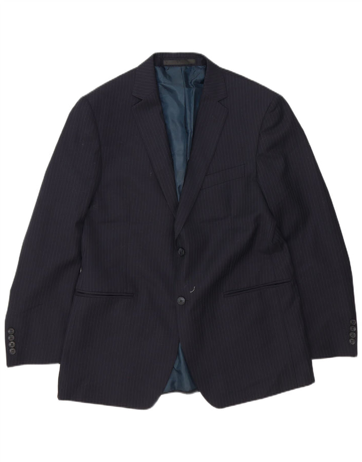 Jachetă pentru bărbați Marks & Spencer, cu 2 nasturi, UK 42 XL, bleumarin, cu dungi