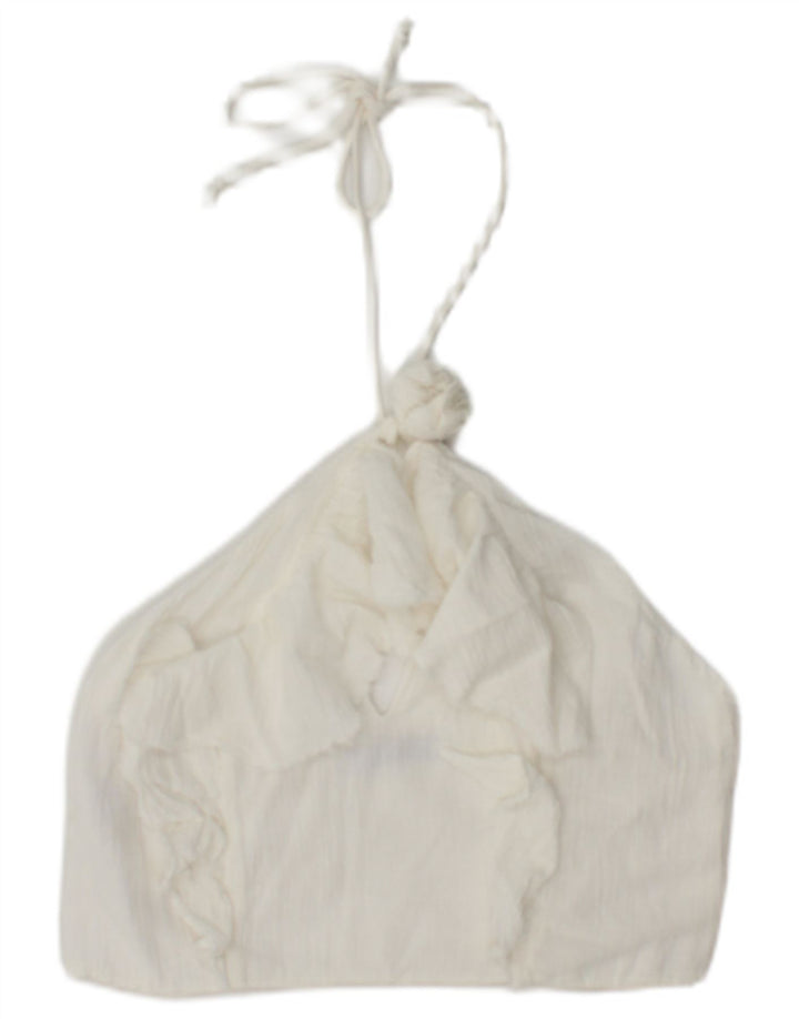 Top Halter pentru femei Zara UK 12 Medium White Bumbac