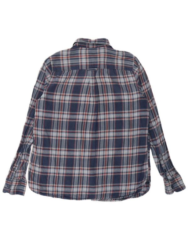 Cămașă de flanel supradimensionată pentru femei Fat Face UK 10, bumbac cu carouri, albastru marine