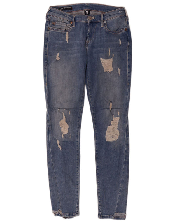 True Religion Blugi super skinny Halle cu talie medie L26 L29, bumbac albastru