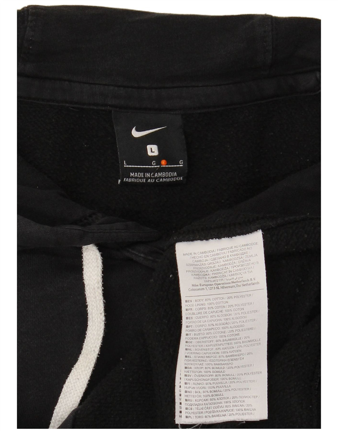 Pulover NIKE pentru bărbați, bumbac mare, negru