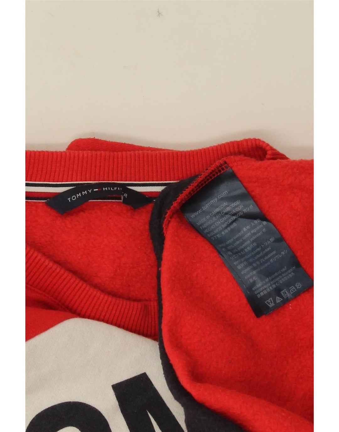 Pulover de hanorac Tommy Hilfiger pentru femei UK 14 Medium Red Colorblock