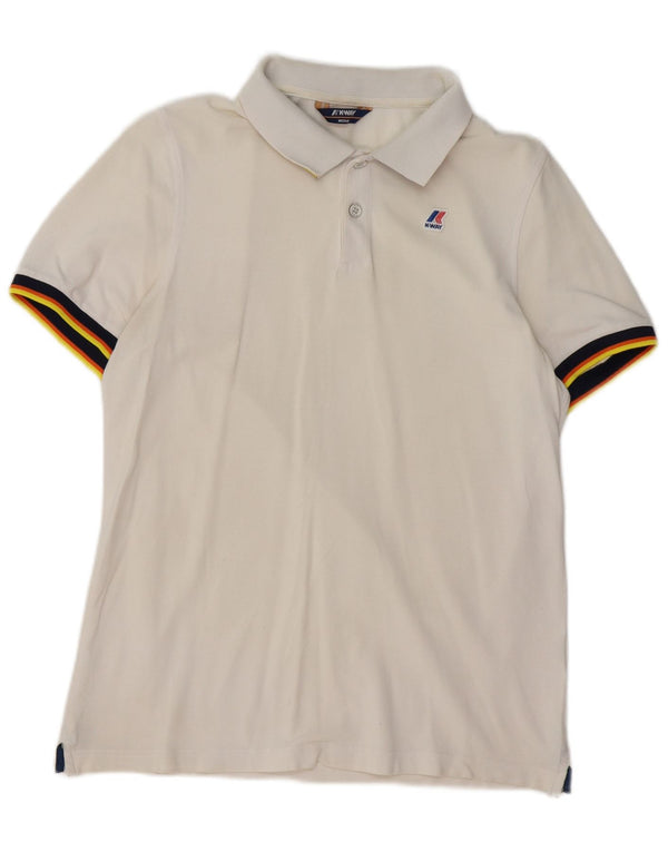 Tricou polo pentru bărbați K-WAY, bumbac alb mediu