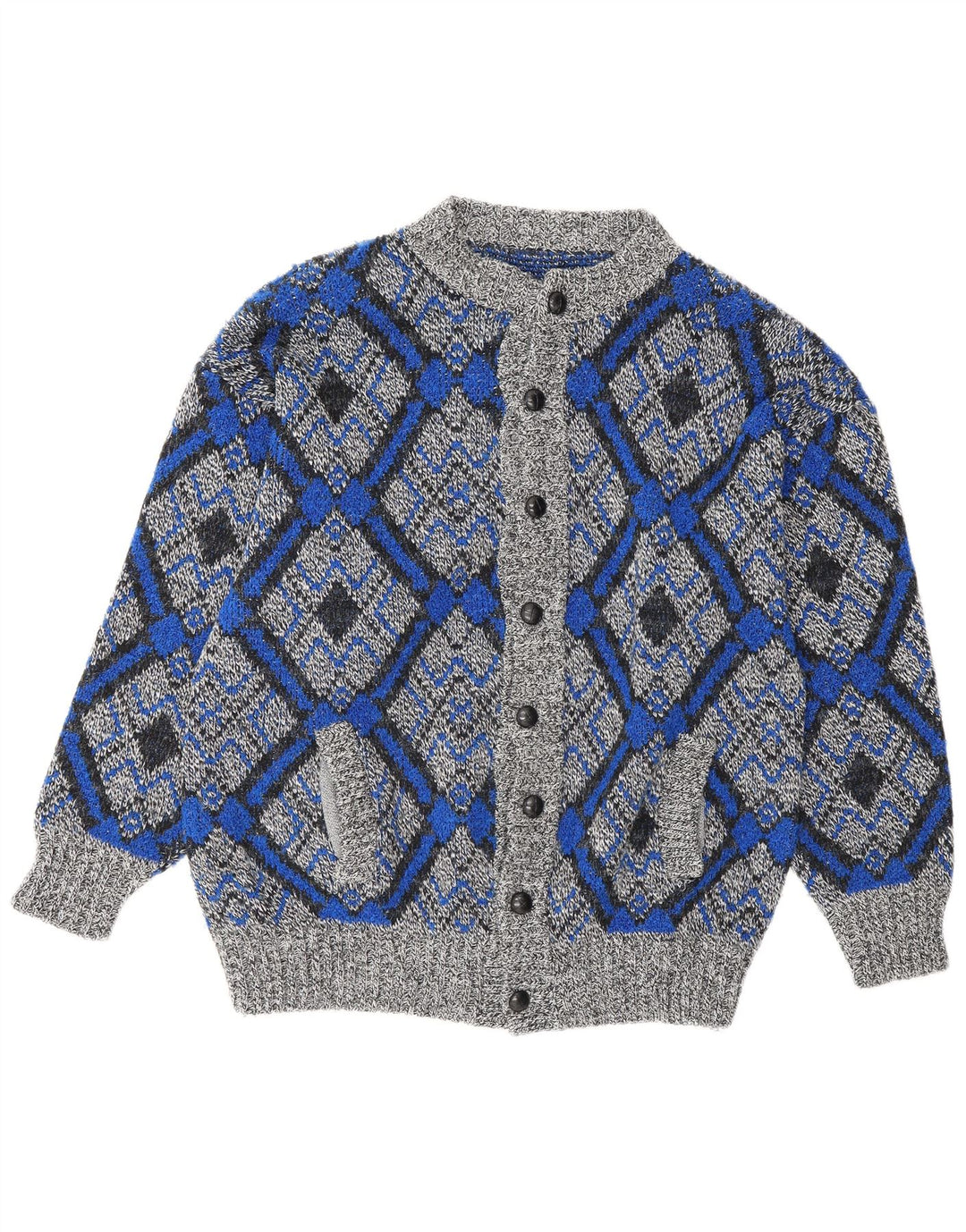 Cardigan Vintage pentru bărbați, mare, gri, geometric