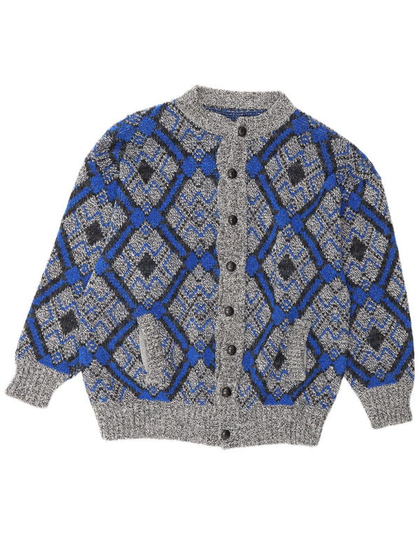 Cardigan Vintage pentru bărbați, mare, gri, geometric