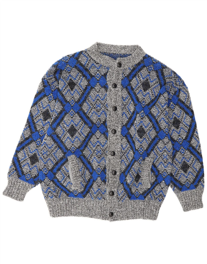 Cardigan Vintage pentru bărbați, mare, gri, geometric