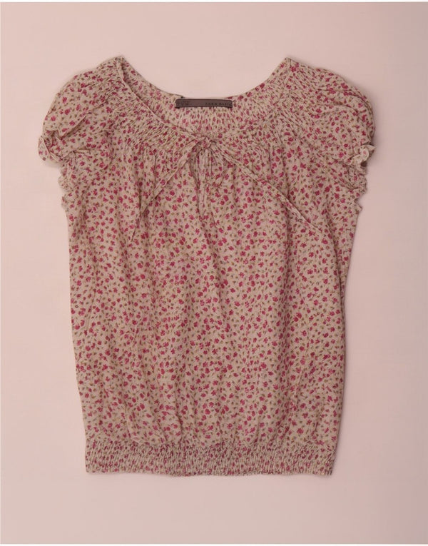 Bluză pentru femei Zara UK 10 Bumbac Floral Alb Mic