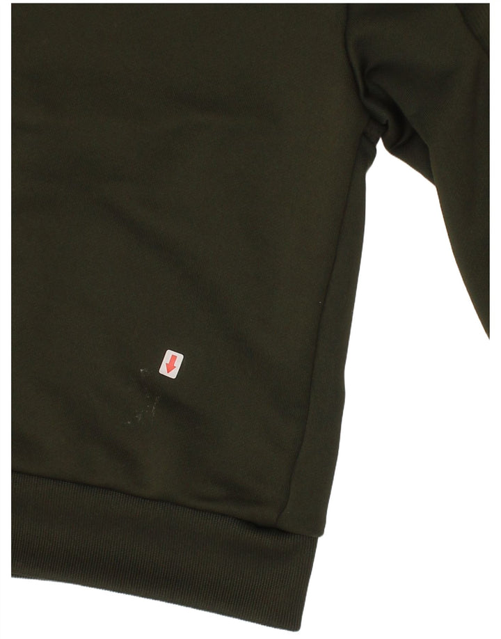 Pulover pentru băieți Adidas, cu grafic, cu fermoar, cu gât, 7-8 ani, poliester verde