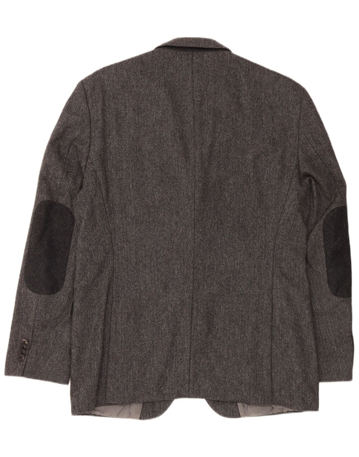 HUGO BOSS Mens 2 Button Blazer Jacket IT 50 Large Grey Herringbone Viscose