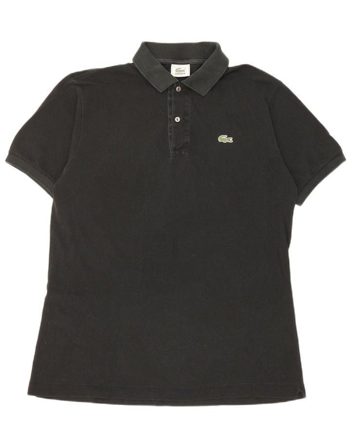 Tricou polo Lacoste pentru bărbați, mărimea 4, bumbac negru mediu