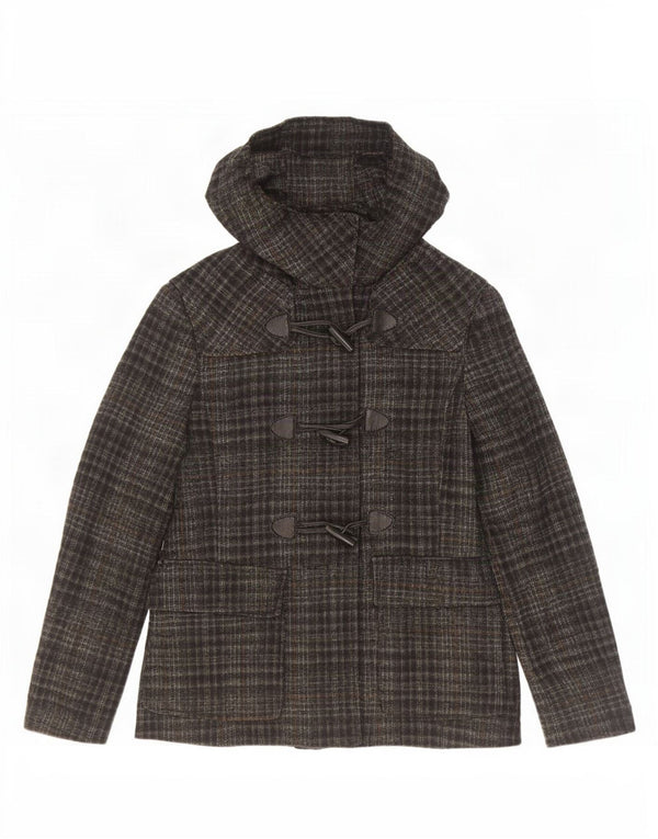 Jachetă duffle cu glugă Benetton pentru femei IT 42 Medium Grey Check Acrylic