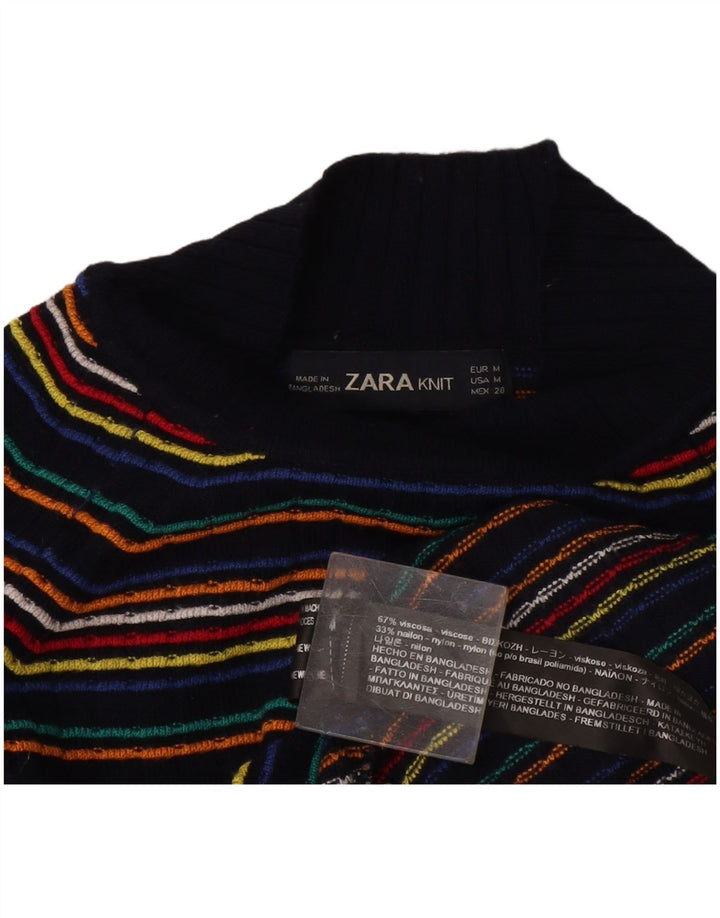 Pulover cu gât țestoasă pentru femei Zara UK 12 Medium, multicolor, cu dungi