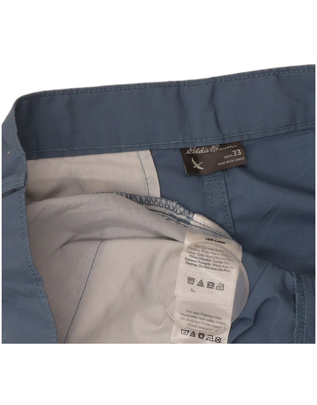 Pantaloni scurți chino pentru bărbați Eddie Bauer W33, bumbac albastru mediu