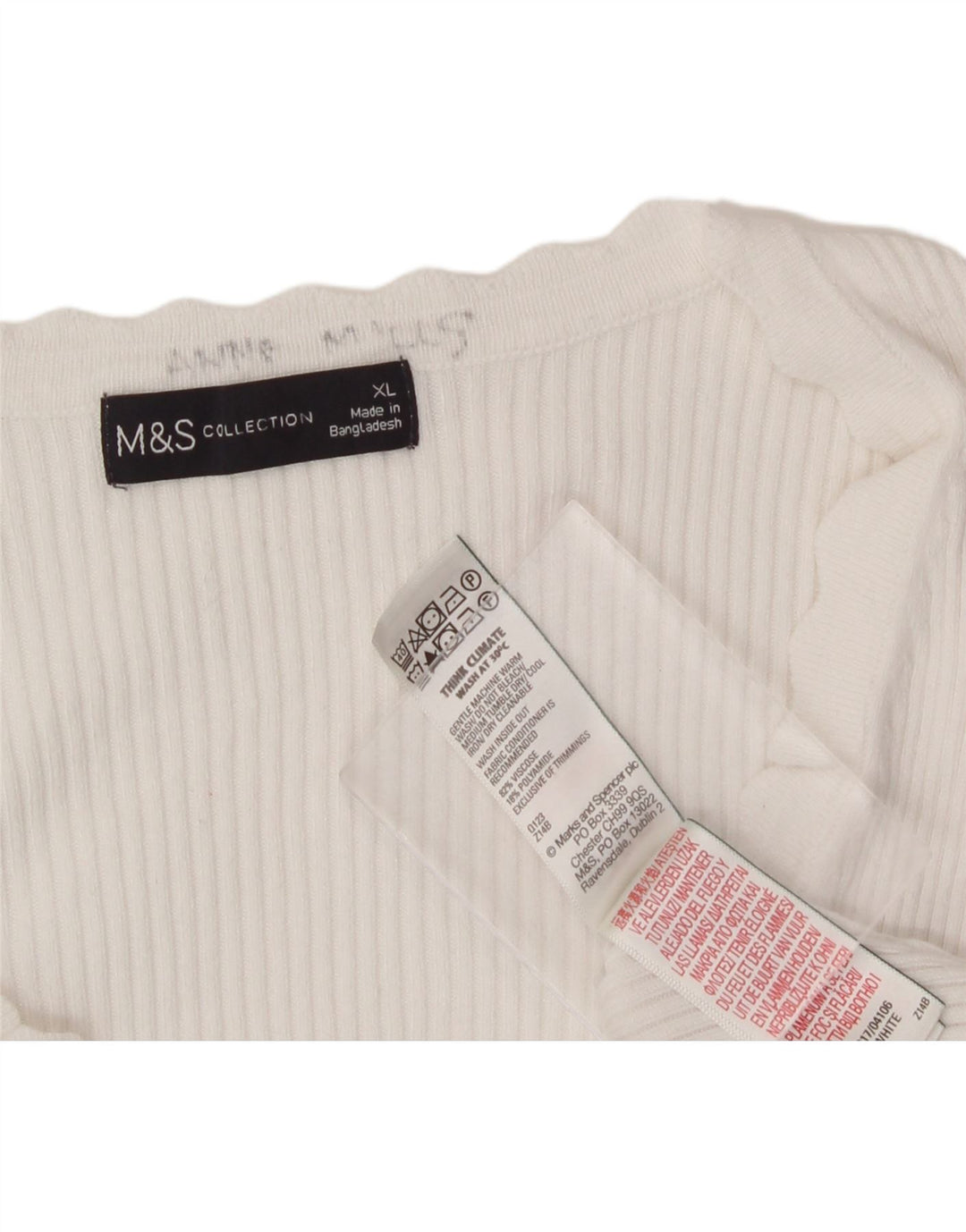 MARKS & SPENCER Womens Blouse Top UK 18 XL White Viscose Vintage Marks & Spencer and Second-Hand Marks & Spencer from Messina Hembry 