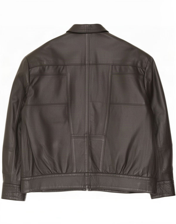 Jachetă de piele vintage pentru bărbați, cu ajustare largă, UK 44 2XL, neagră