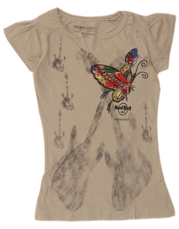 Tricou grafic Hard Rock Cafe pentru femei Top UK 8 Small Grey Butterfly