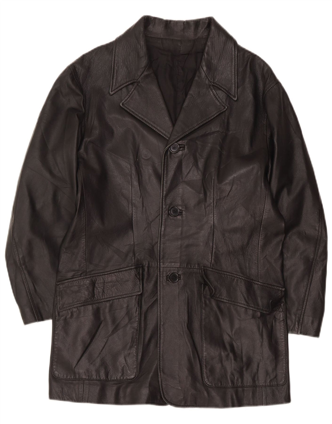 Palton din piele vintage pentru bărbați UK 36 mic negru