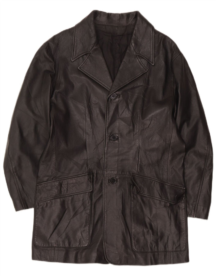 Palton din piele vintage pentru bărbați UK 36 mic negru