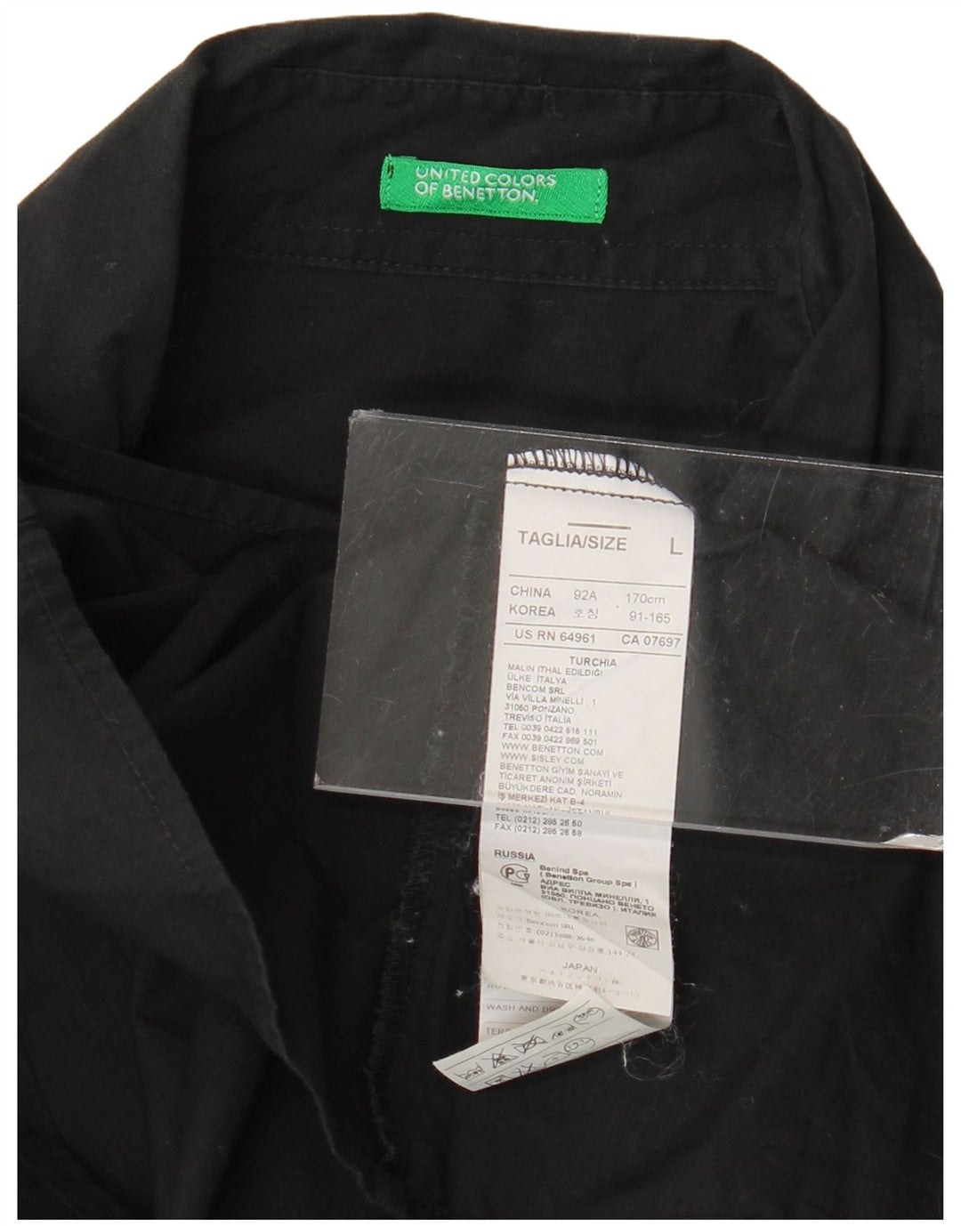 Cămașă Benetton pentru femei UK 16, mare, negru, bumbac