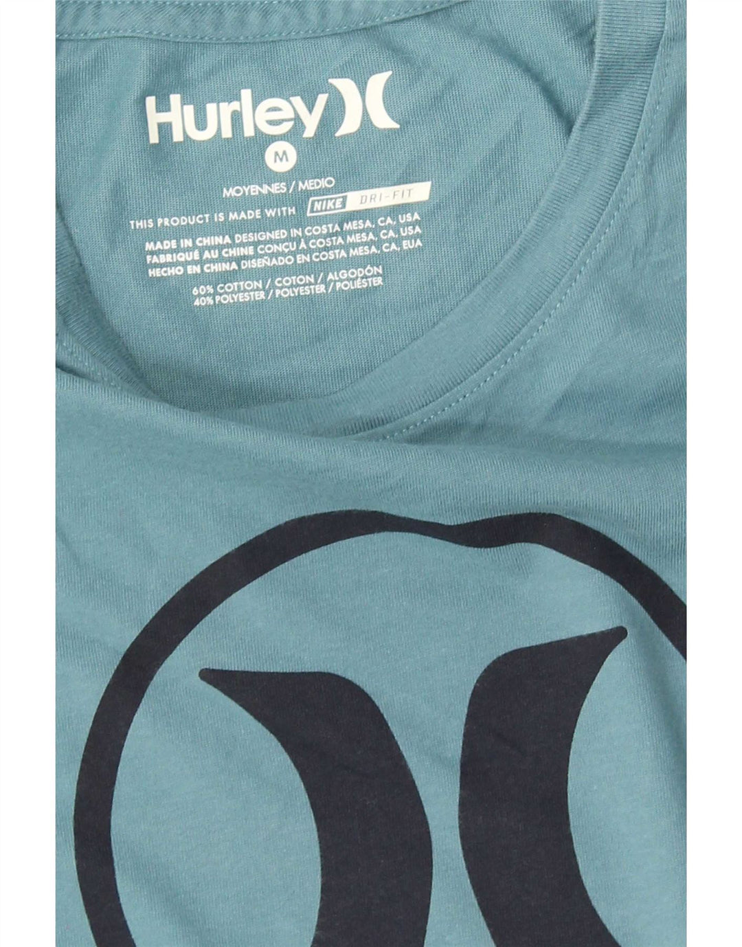 Tricou grafic Hurley Dri Fit pentru bărbați Top din bumbac albastru mediu