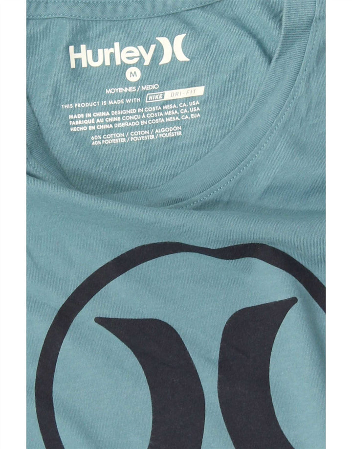 Tricou grafic Hurley Dri Fit pentru bărbați Top din bumbac albastru mediu