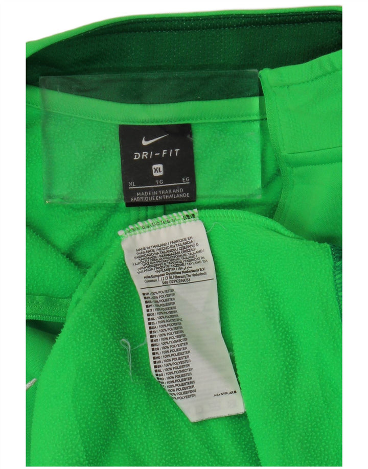 Top de trening NIKE Dri Fit, cu fermoar și gât, XL, verde, color block