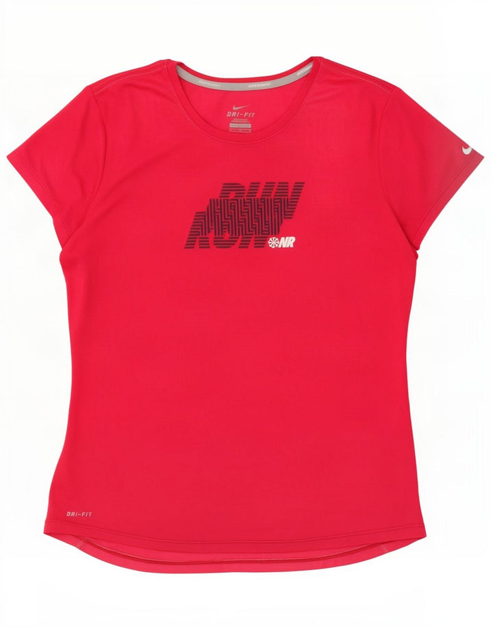 Tricou grafic Nike Dri Fit pentru femei Top UK 12 Poliester roz mediu