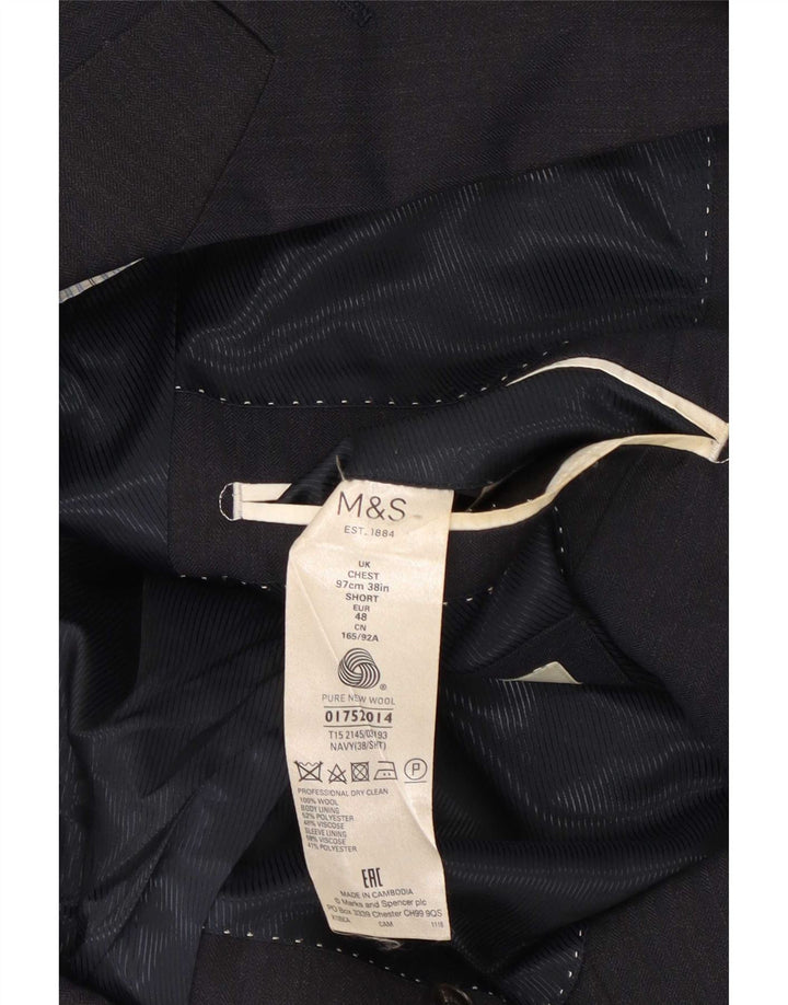 Jachetă pentru bărbați Marks & Spencer, cu 2 nasturi, UK 38, lână medie, albastru bleumarin