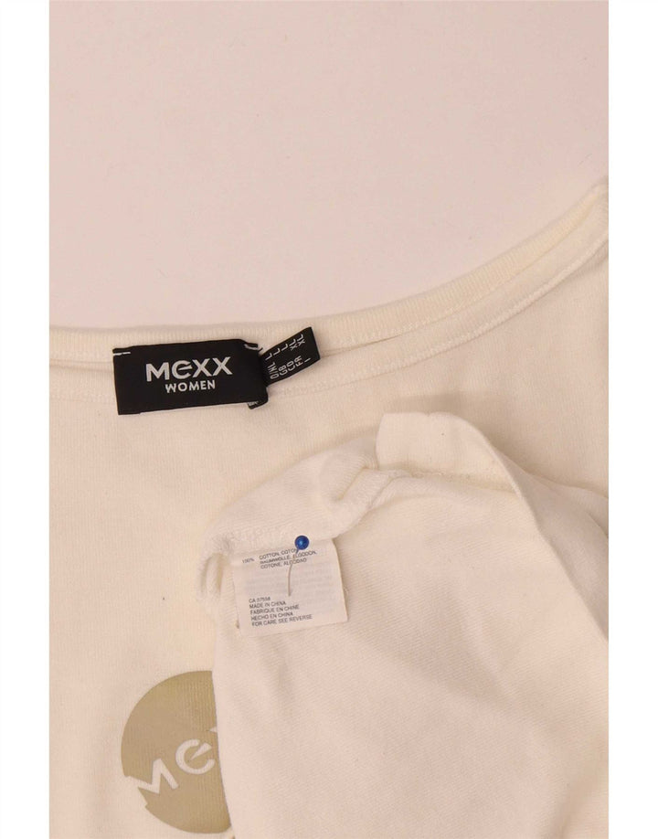 Top grafic Mexx pentru femei, mânecă 3/4 UK 16, mare, alb, bumbac