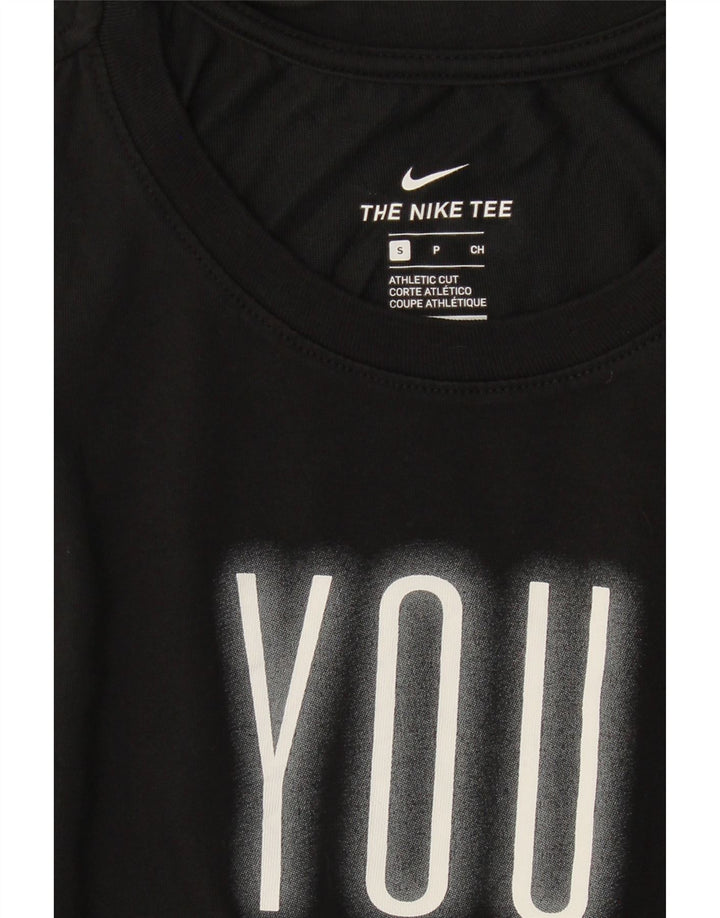 NIKE Mens Athletic Cut Graphic Vest Top Small Black Cotton Vintage Nike and Second-Hand Nike from Messina Hembry 