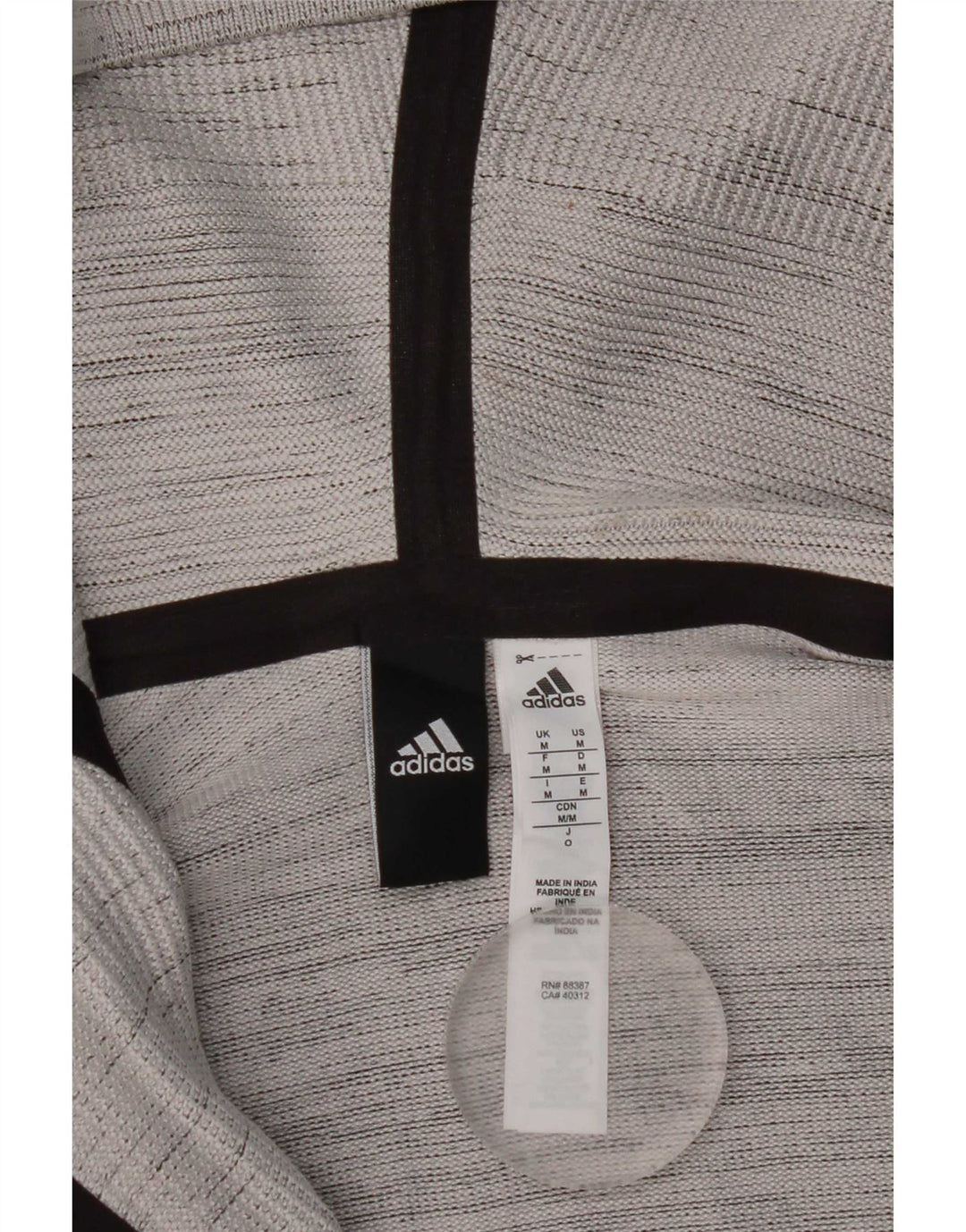 Pulover Adidas pentru bărbați, cu fermoar, poliester cu dungi, gri mediu
