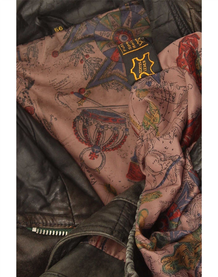 Jachetă de piele vintage pentru bărbați IT 56 3XL neagră