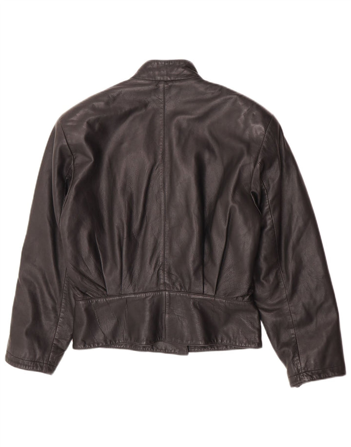 Jachetă de piele vintage pentru femei UK 14 Medium Black Leather