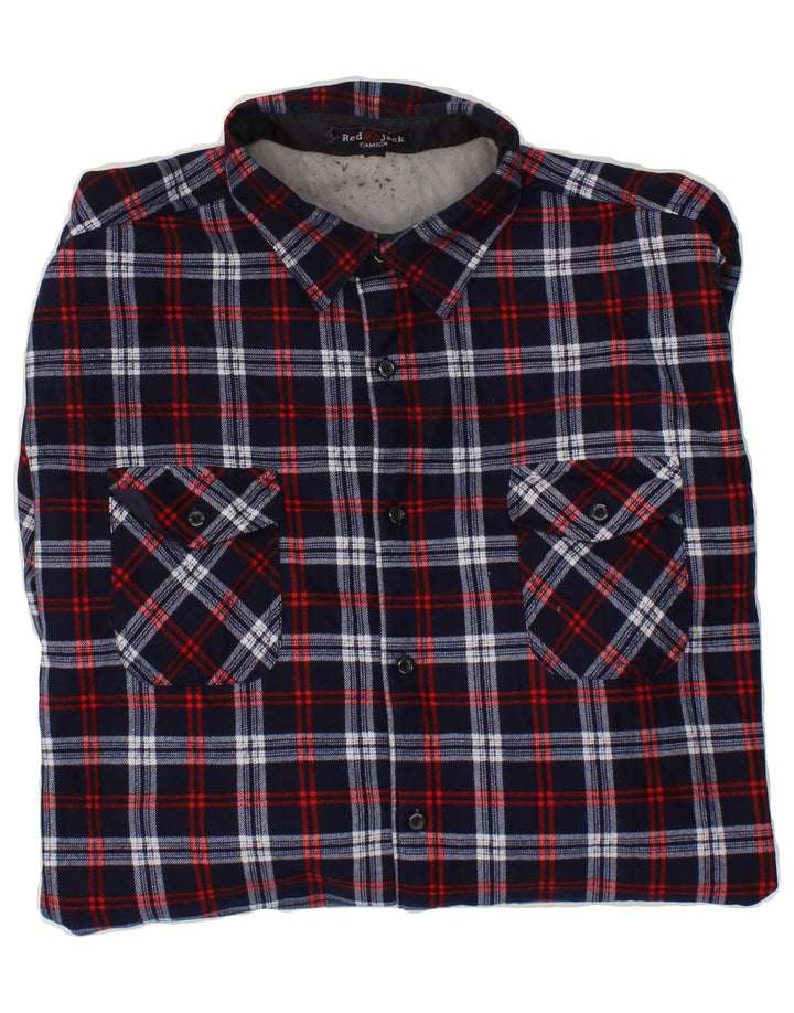 VINTAGE Mens Flannel Shirt XL Navy Blue Check Polyester Vintage Vintage and Second-Hand Vintage from Messina Hembry 