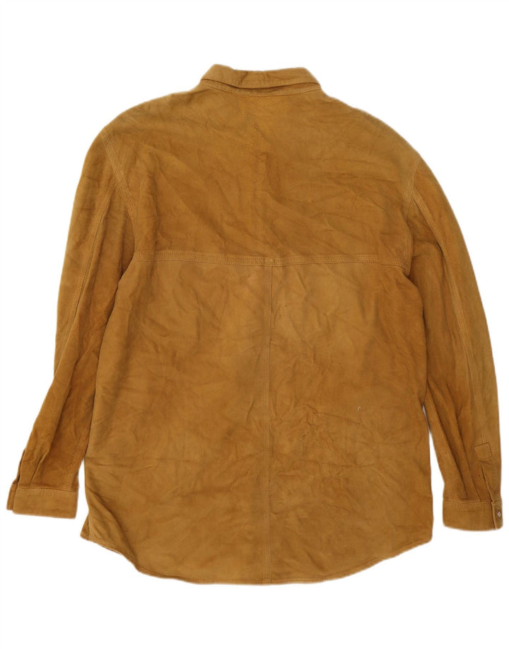 Maurizio Saturni Cămașă supradimensionată de piele intoarsa pentru femei IT 44 Medium Beige Piele