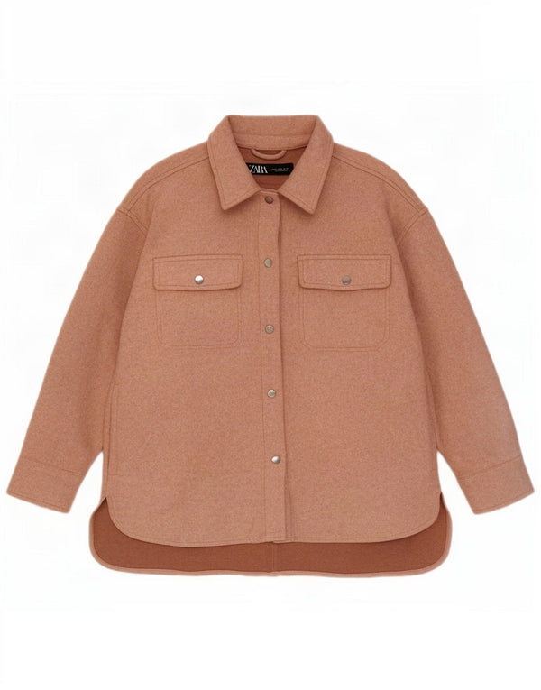 Jachetă oversize Shacket pentru femei Zara UK 14 Poliester roz mediu