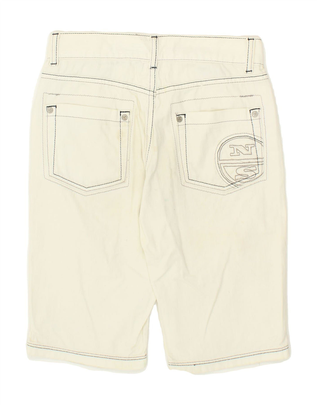 NORTH SAILS Boys Denim Shorts 9-10 Years W26 White Cotton Vintage North Sails and Second-Hand North Sails from Messina Hembry 