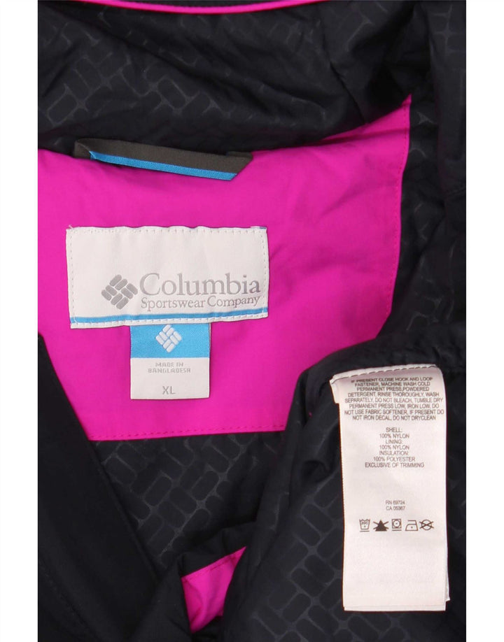 Jachetă de ploaie cu grafică supradimensionată Columbia pentru femei UK 18 XL, negru, color block