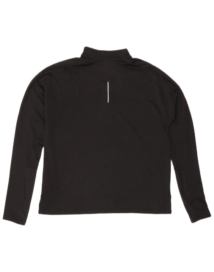 Top de trening NIKE Dri Fit, cu fermoar și gât, pentru femei UK 14 Medium Negru