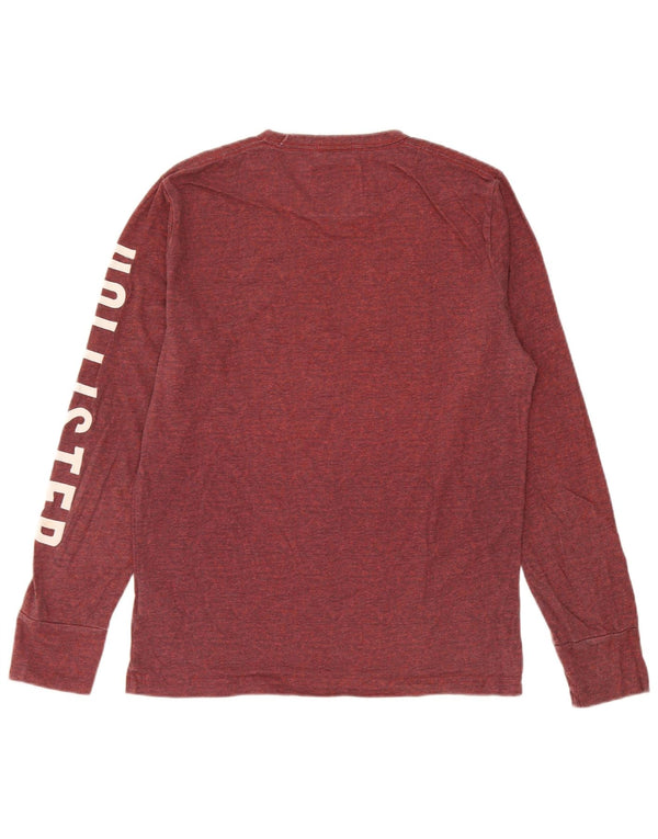 Top grafic Hollister pentru bărbați, cu mânecă lungă, din bumbac burgundy
