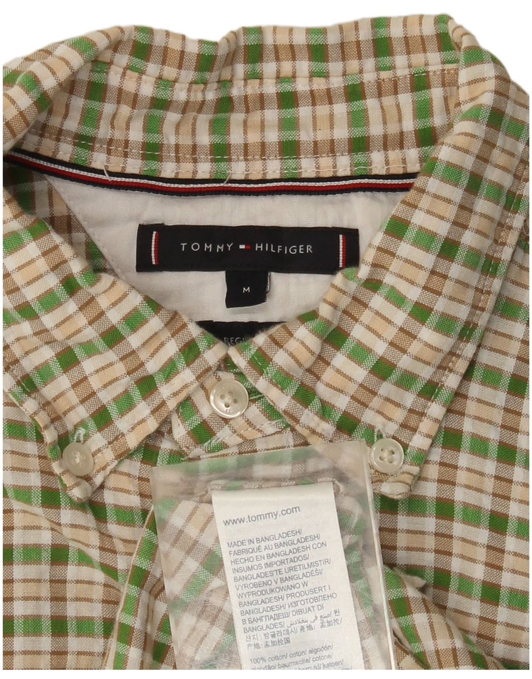 Cămașă de flanel pentru bărbați Tommy Hilfiger, bumbac verde mediu cu carouri
